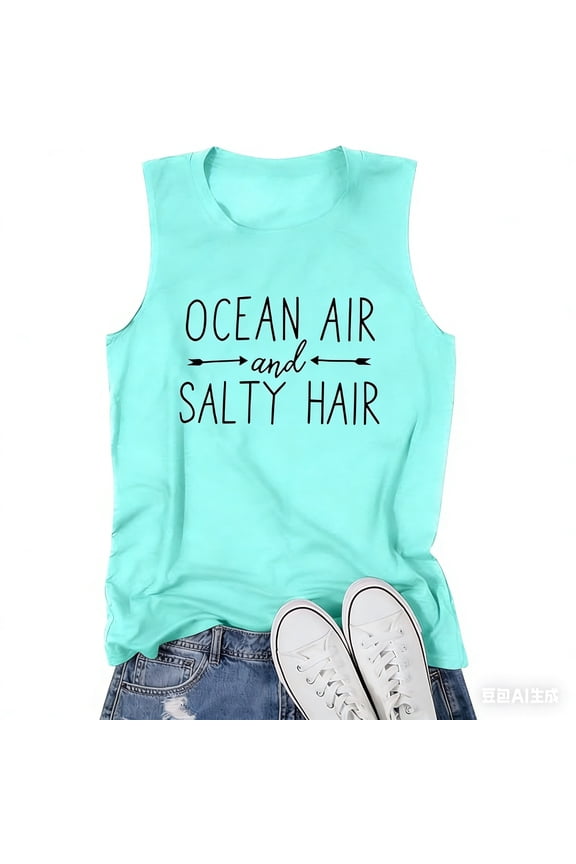 Women's Casual Letter Print Tank Top Fashion Alphabet Graphic Sleeveless Tee Summer Crewneck Muscle Shirt for Ladies Soft Streetwear Vest