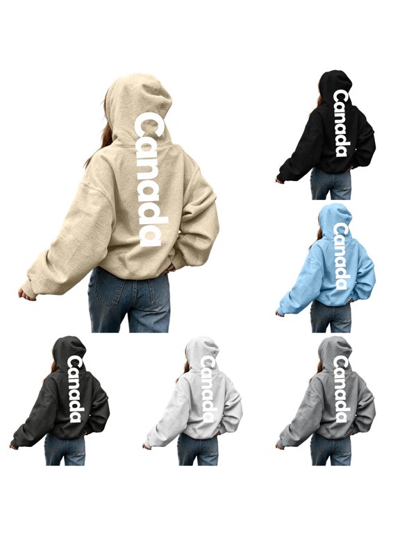 Women's Crewneck Sweatshirt Canada Letter Graphic Print Oversized Long Sleeve Pullover Tops Casual Streetwear Shirts Fall