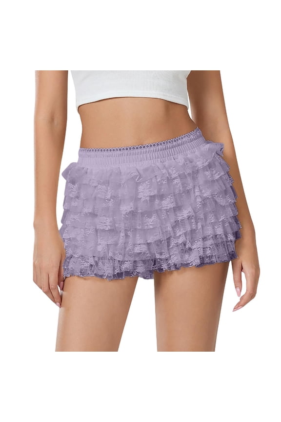 Women's Cute Ruffle Shorts Lace Pumpkin Pants Boyshorts Layered Bottoms Pettipants Frilly Bloomers For Costume Party