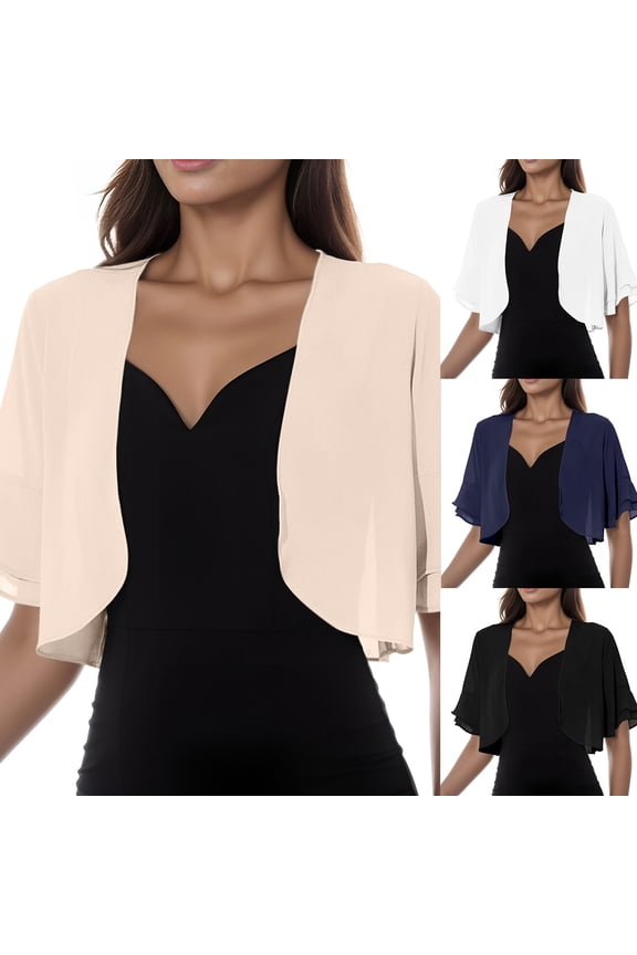 Women's Fashion Sheer Mesh Cardigan Solid Color Short Sleeve Open Front Shrug Trendy Lightweight See-Through Cover Up Top for Party and Clubwear