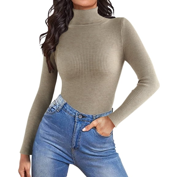 LINGLANG Women’s Turtleneck Tops Slim Basic Mock Neck Long Sleeve Shirts 2025 Fall Winter Layering Outfits