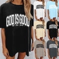 thumbnail image 1 of LINGLANG Womens "God is Good All The Time" T-Shirt Plus Size Loose Fit Drop Shoulder Short Sleeve Tee Christian Faith Religious Graphic Top, 1 of 3