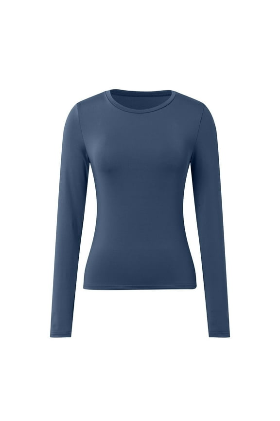 Womens Long Sleeve Shirts Fitted Tops Stretchy Base Layer Basic Tight Thermal Undershirt