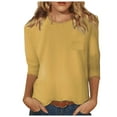 thumbnail image 1 of LINGLANG Womens Summer Tops Dressy Casual 3/4 Sleeve Top Summer Casual Versatile Regular Printed Shirt Round Neck Casual Shirt Top Tshirts Shirts, 1 of 5