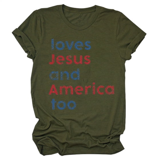 LINGLANG Womens Summer Tops Dressy Casual America Too Shirt She A Good Girl America Too 4Th Of July Patriotic Independence Day Shirt Tshirts Shirts
