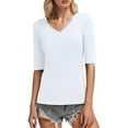 thumbnail image 1 of LINGLANG Womens Summer Tops Dressy Casual Half Sleeve V Neck T Shirt Casual Solid Slim Top Tshirts Shirts, 1 of 5