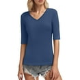 thumbnail image 1 of LINGLANG Womens Summer Tops Dressy Casual Half Sleeve V Neck T Shirt Casual Solid Slim Top Tshirts Shirts, 1 of 5