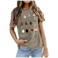 thumbnail image 1 of LINGLANG Womens Summer Tops Dressy Casual Summer Chick Print Comfort Fit Colored Top Short Sleeved T Shirt Tshirts Shirts, 1 of 3