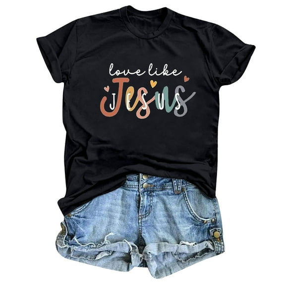 LINGLANG Womens Summer Tops Dressy Casual Summer Crew Neck Letter Print Short Sleeved T Shirt Top Oversized Tshirts