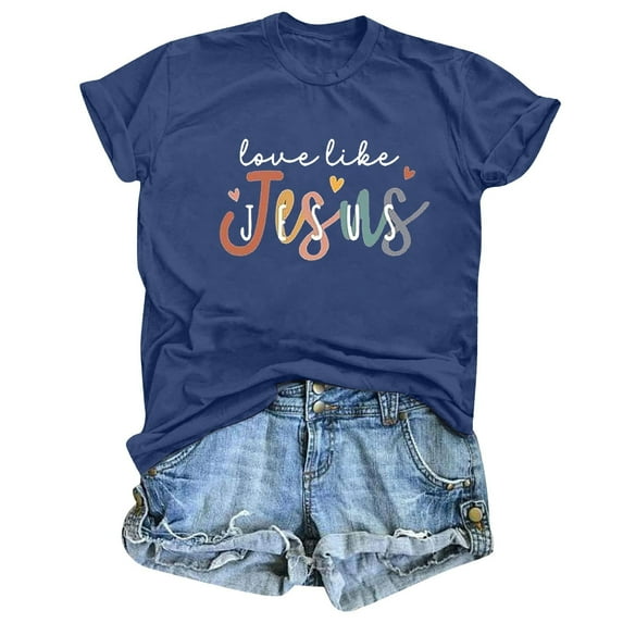 LINGLANG Womens Summer Tops Dressy Casual Summer Crew Neck Letter Print Short Sleeved T Shirt Top Oversized Tshirts