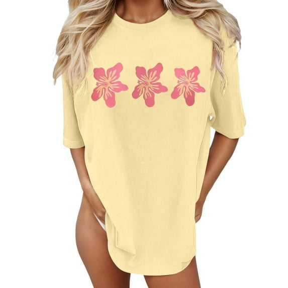 LINGLANG Womens Summer Tops Dressy Casual T Shirt Beach Oversized Graphic Tees Baggy Shirts Summer Tops Tshirts Shirts