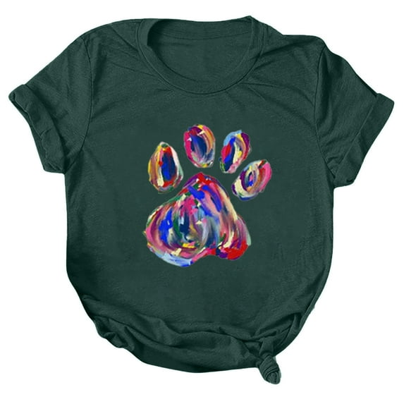 LINGLANG Womens Summer Tops Loose Fit Casual Short Sleeves Printing Crew Neck Loose Tshirt Blouse Tops Oversized Tshirts