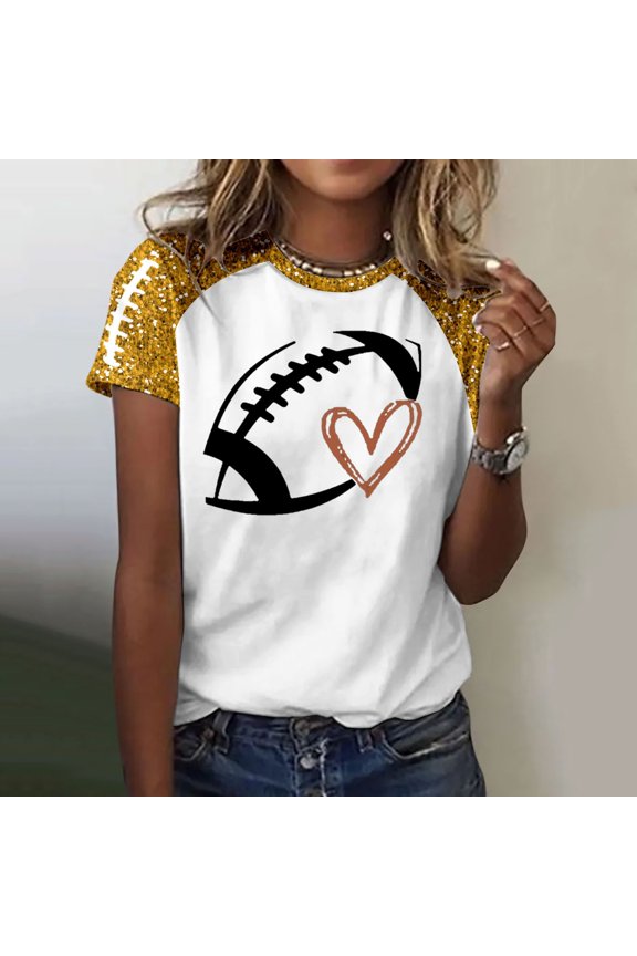 Womens Tops Casual Casual Fashion Printed Crew Neck Short Sleeve Pullover T Shirt Under $5