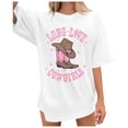 thumbnail image 1 of LINGLANG Womens Tops Casual Country Music Graphic Tee Casual Denim Western Short Sleeve T Shirt Top Under $5, 1 of 3