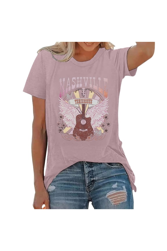 Womens Tops Casual Country Music Shirt Fortennessee Graphic Tshirts Western Short Sleeve Tee Tops Under $5