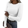 thumbnail image 1 of LINGLANG Womens Tops Casual Long Sleeve Stretch Crewneck Ribbed T Shirt Fitted Casual Basic Tops Under $5, 1 of 8