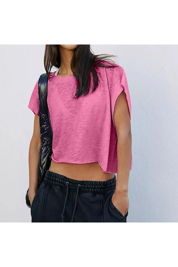 Womens Tops Casual Workout Tops For Women Short Sleeve Workout Shirts Open Back Tops Casual Yoga Thletic Gym Slouchy Crop Running Tees Under $5