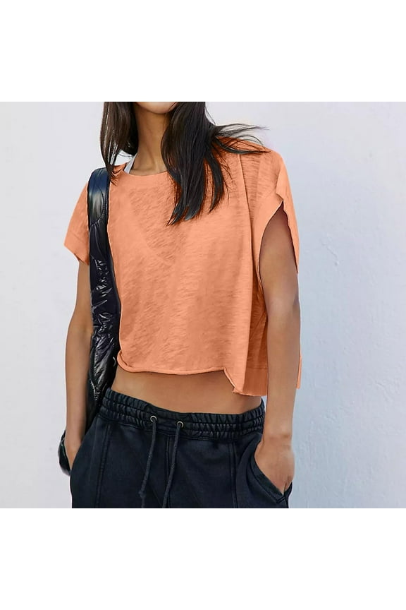 Womens Tops Casual Workout Tops For Women Short Sleeve Workout Shirts Open Back Tops Casual Yoga Thletic Gym Slouchy Crop Running Tees Under $5