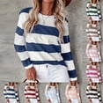 thumbnail image 1 of LINGLANG Womens Tops Trendy Casual Crew Neck Long Sleeve Color Matching Printed Top T Shirt Under $5, 1 of 8