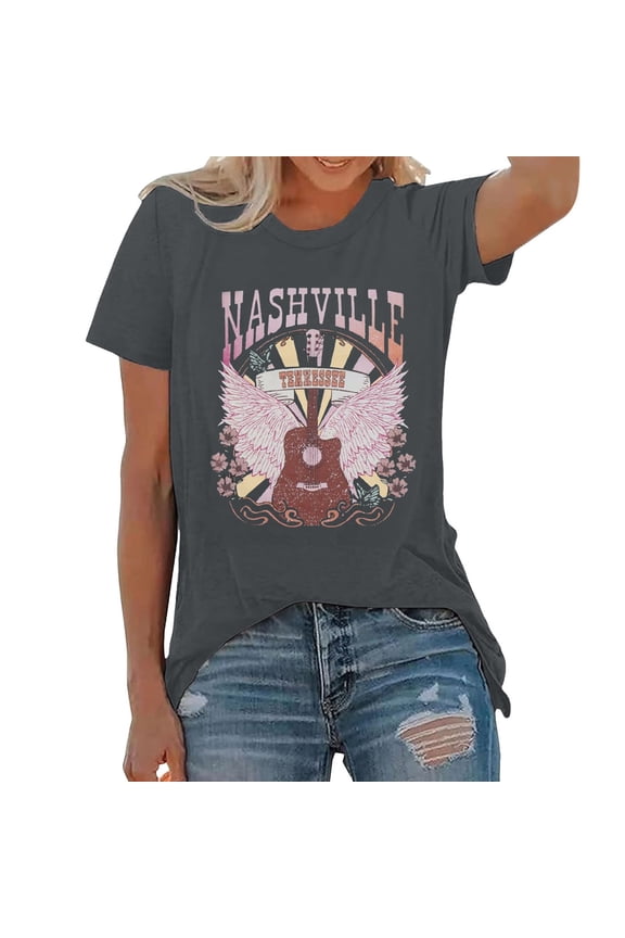 Womens Tops Trendy Country Music Shirt Fortennessee Graphic Tshirts Western Short Sleeve Tee Tops Under $5