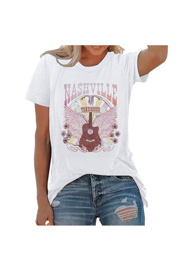 Womens Tops Trendy Country Music Shirt Fortennessee Graphic Tshirts Western Short Sleeve Tee Tops Under $5