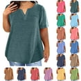 thumbnail image 1 of LINGLANG Womens Tops Trendy Fashion Top Color Block Gradient Print V Neck Top Shirt Short Sleeveshirt Casual Loose Top Blouse Under $5, 1 of 8