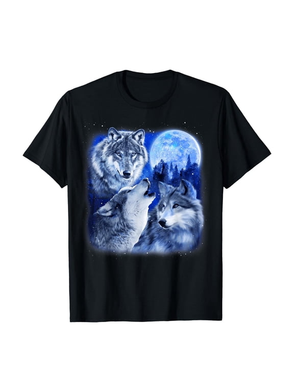 Womens Wolf Graphic T-Shirt Casual Round Neck Short Sleeve Wilderness Print Tee Nature Inspired Animal Art Summer Top Cool Graphic Tee