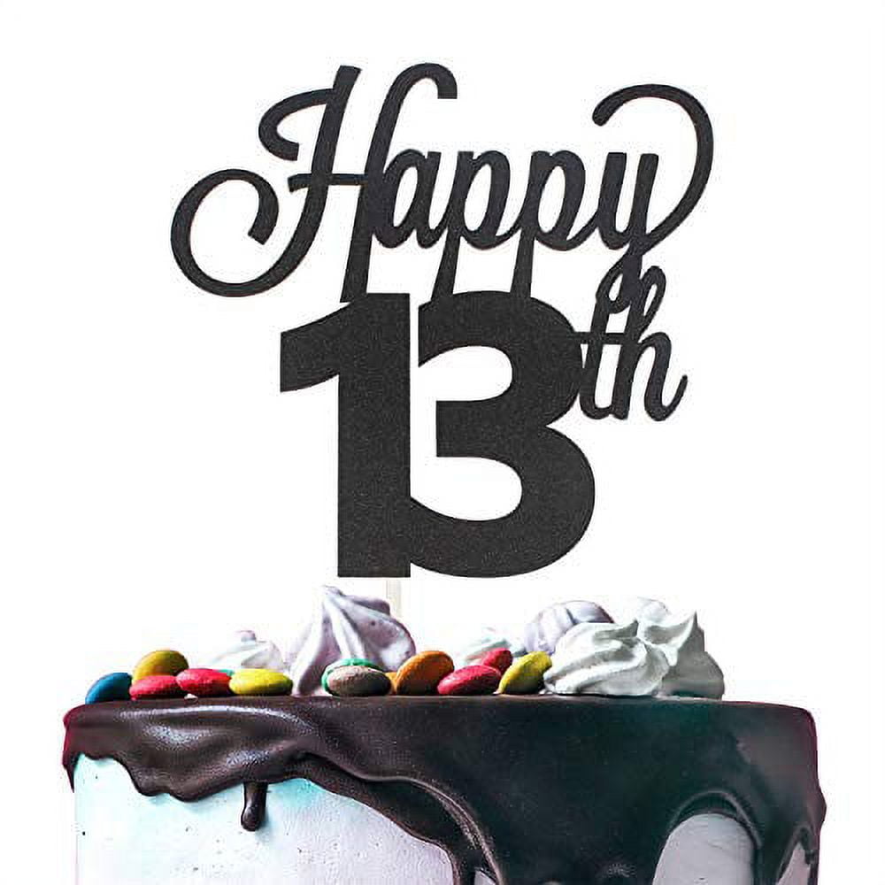 Birthday Cake With Number 13 And Lit Party Candles Stock Photo - Download  Image Now - iStock