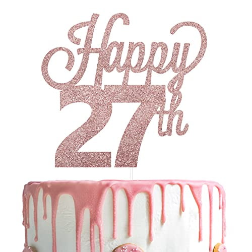 LINGTEER Happy 27th Birthday Cake Topper - Cheers to 27th Birthday 27 Years Old Birthday Party Cake Decorations Sign. - Walmart.com