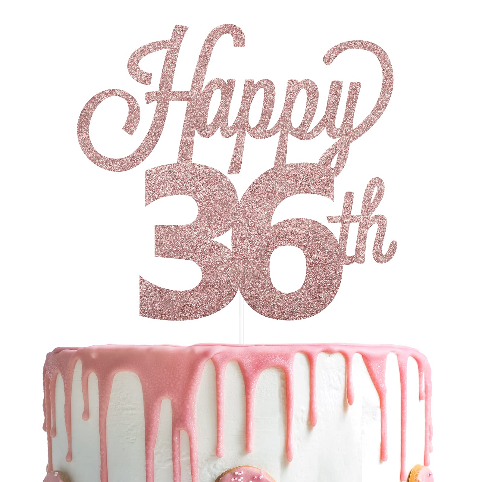 Happy 11th Birthday Cake Topper - Rose Gold Glitter Sign For Eleven Year Old Party Decorations