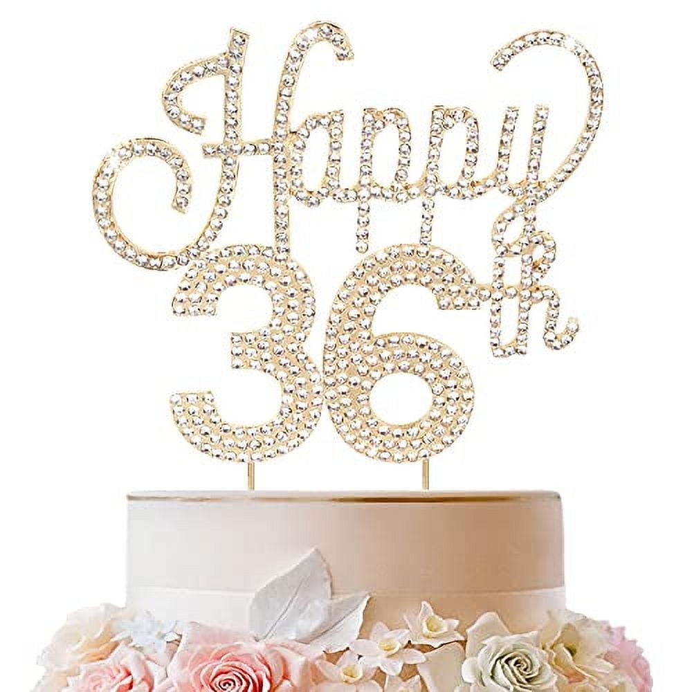 Happy Birthday Cake Topper - Personalized Gold Toppers - XOXOKristen