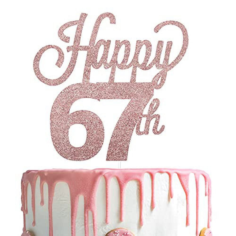 LINGTEER Happy 67th Birthday Cake Topper - Cheers to 67th Birthday 67