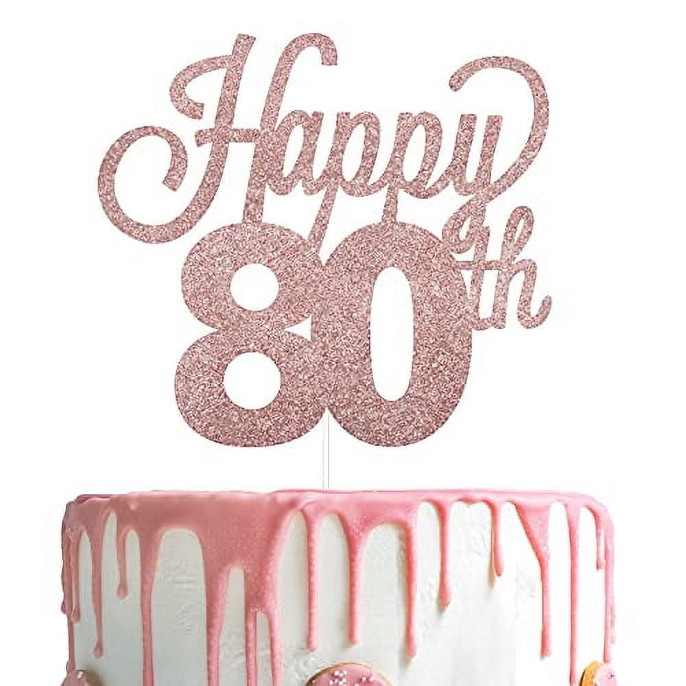 LINGTEER Happy 80th Birthday Cake Topper - Cheers to 80th Birthday ...