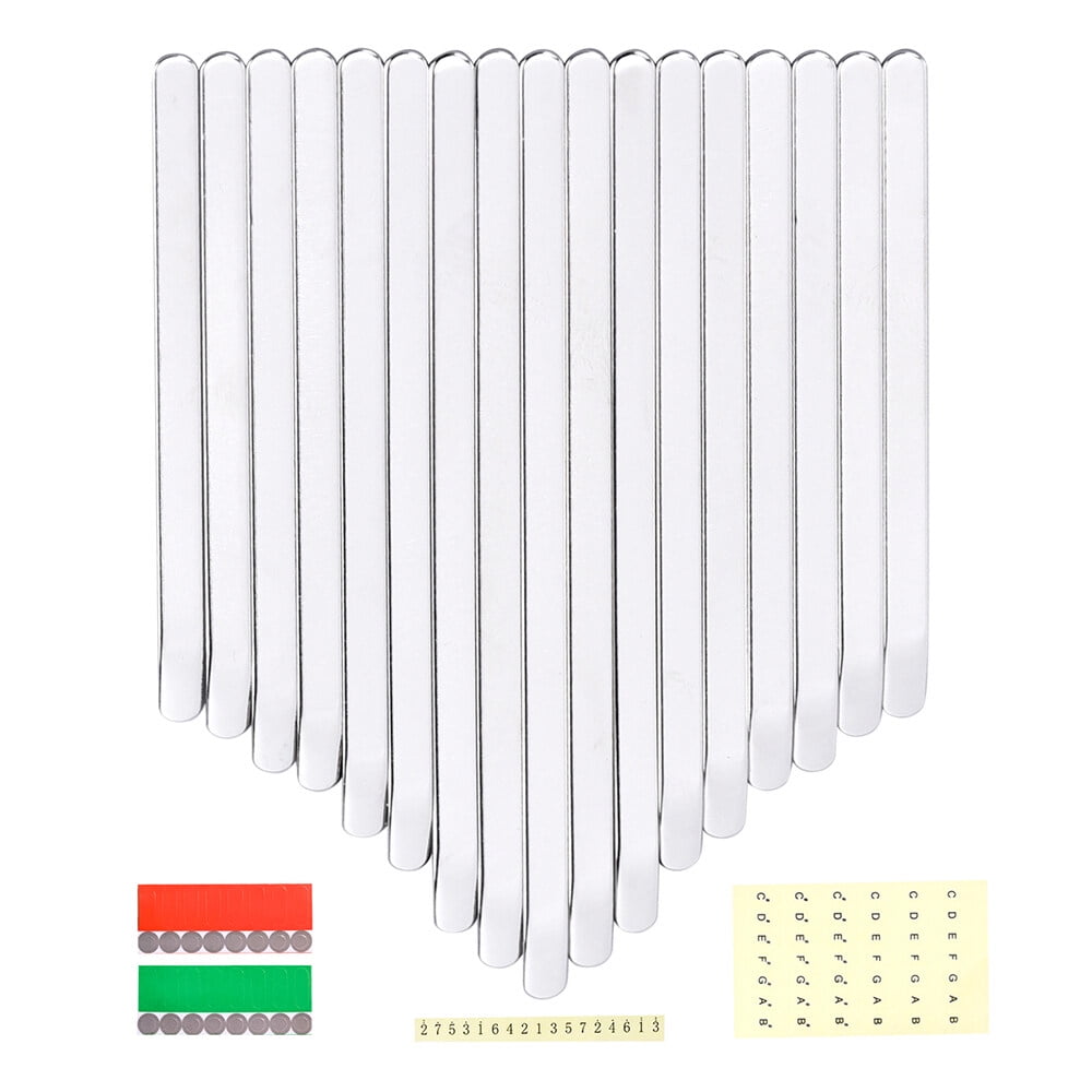 LINGTING 17 Kalimba Keys Thumb Piano Keys Replacement Kit Manganese Steel with Stickers for 17 Key B/C Major Kalimba