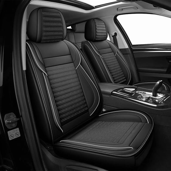 LINGVIDO Car Seat Covers, Breathable and Waterproof Faux Leather Automotive Seat Covers for Cars SUV Truck Sedan,Universal Driver Seat Cover with Backrest (Front Seat, Beige)