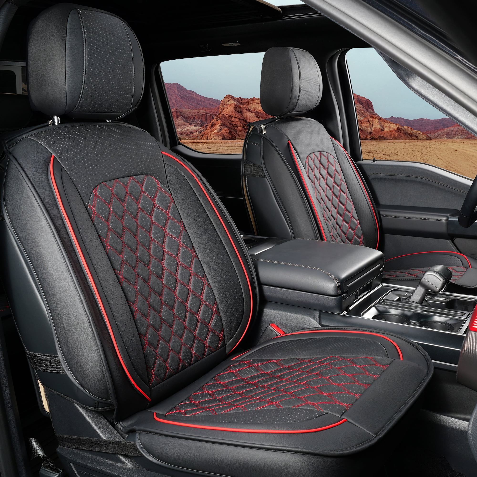 LINGVIDO F-150 Waterproof Faux Leather Automotive Seat Covers Fit for Ford 2009-2026 F150 F250 F350 F450 Super Duty Crew Cab XL XLT Lariat King Ranch Platinum