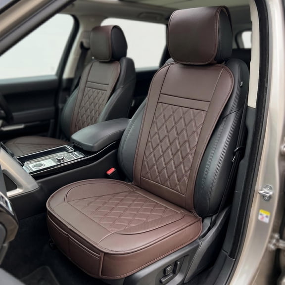 LINGVIDO Universal Front Car Seat Covers for 2 Seats, Brown – Waterproof, Anti-Wear Full Coverage Protector for SUV, Truck & Sedan
