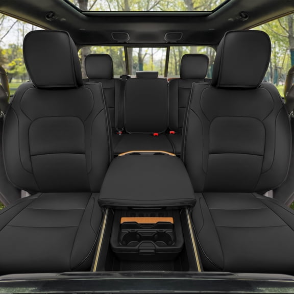 LINGVIDO Waterproof Faux Leather Seat Covers Fit for 2009-2024 Dodge Ram 1500 2500 3500 Seat Cushion Protector Truck Pickup Crew Quad Cab with Split Bench 40/60