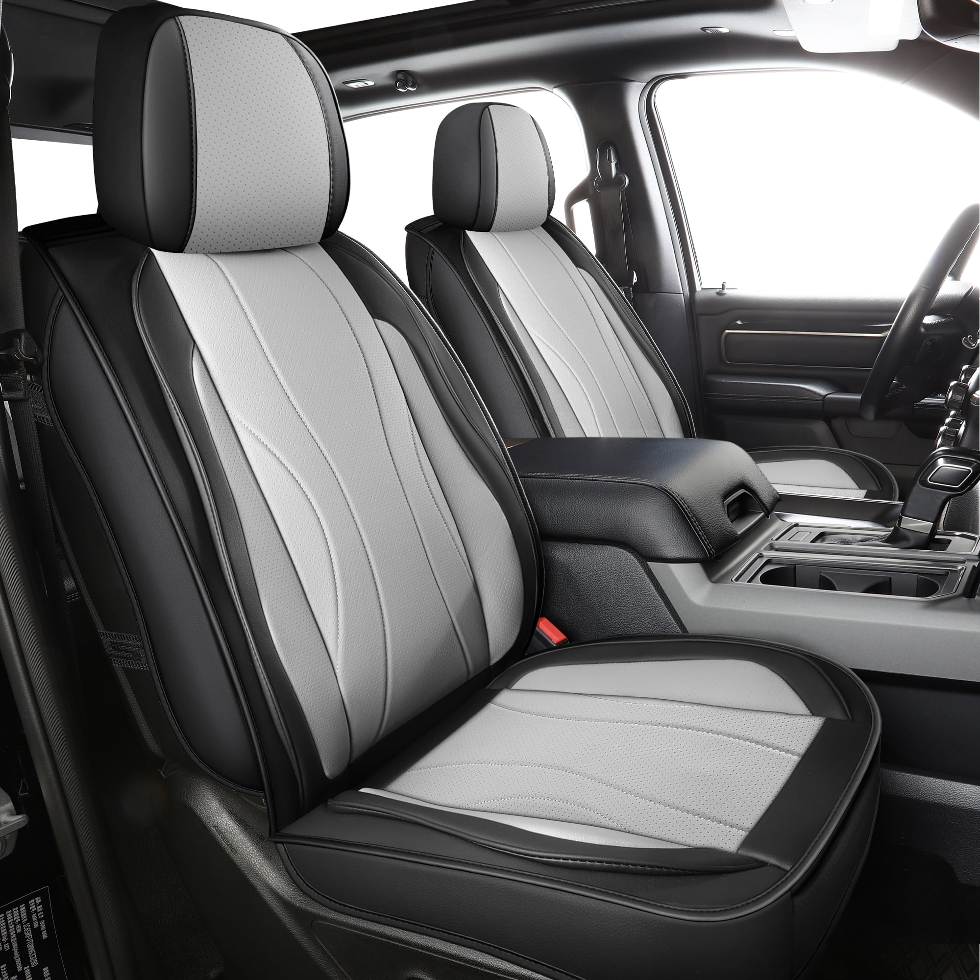 LINGVIDO Waterproof Faux Leather Seat Covers Fit for 2009-2024 Dodge Ram 1500 2500 3500 Seat Cushion Protector Truck Pickup Crew Quad Cab with Split Bench 40/60