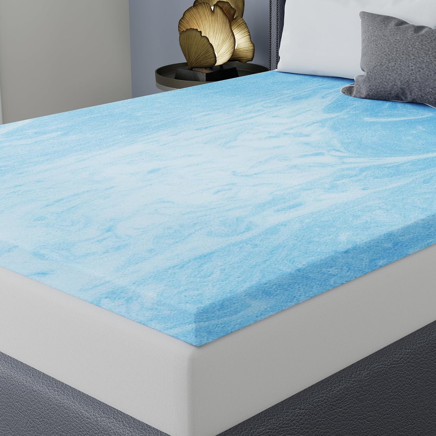 LINGYUAN 3” Gel Swirl Memory Foam Mattress Topper, California King
