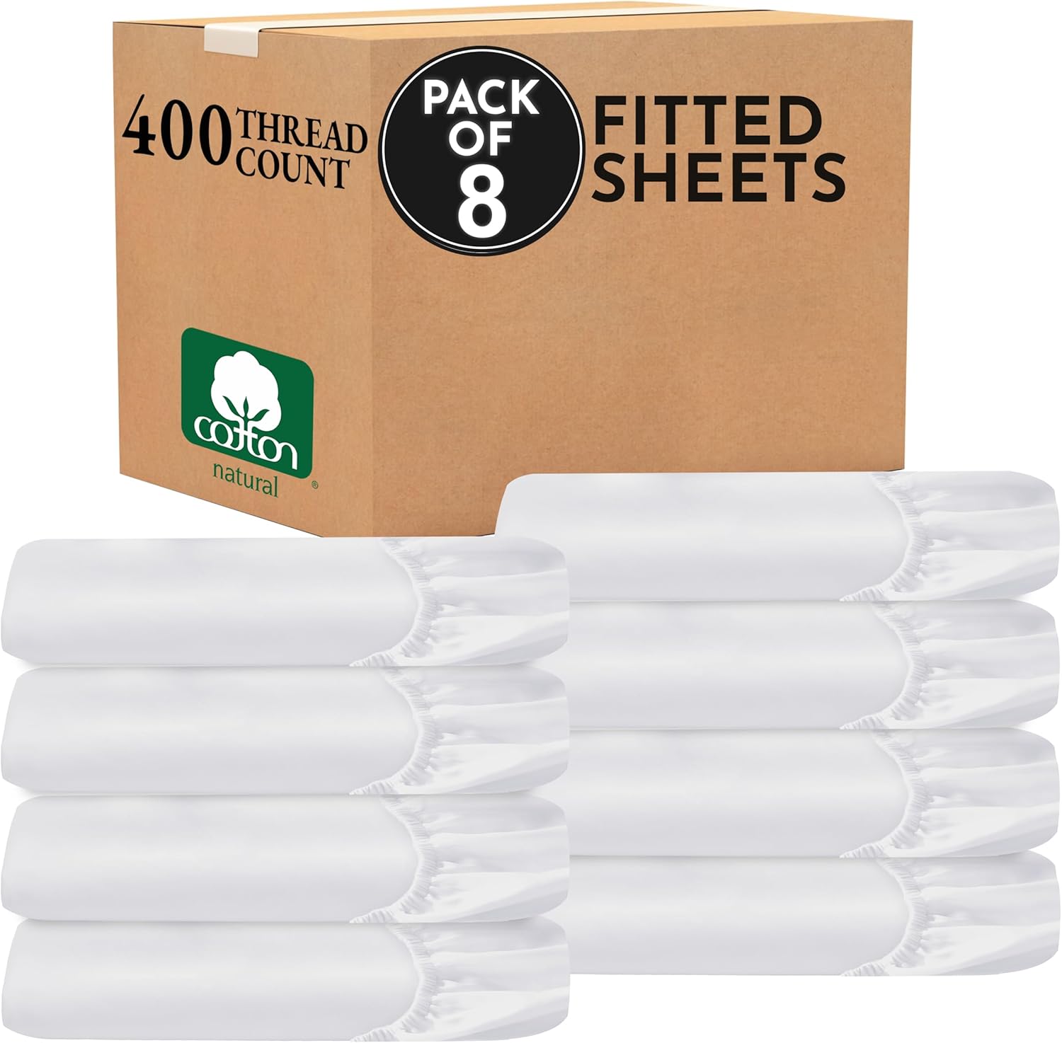 LINGYUAN Bulk Pack of 8 King Size Fitted Sheets Only 400 Thread Count