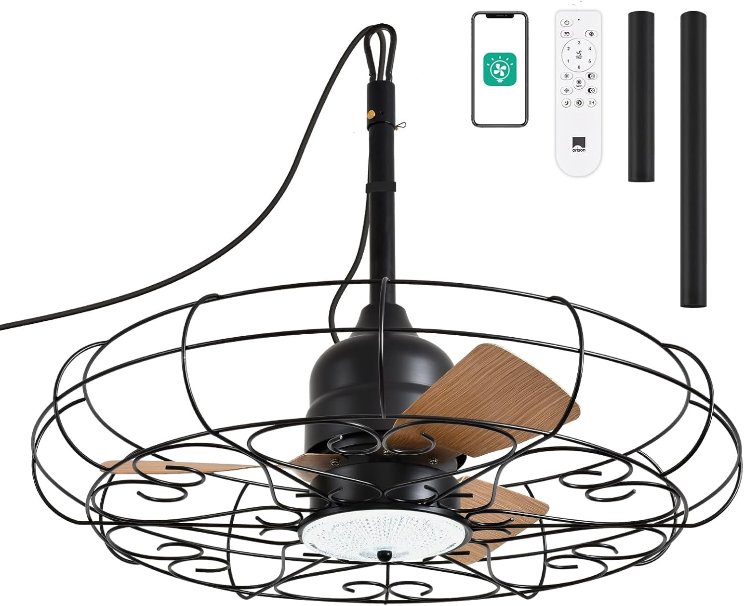 LINGYUAN Outdoor Ceiling Fans with Light, 28'' Wet Rated Outdoor