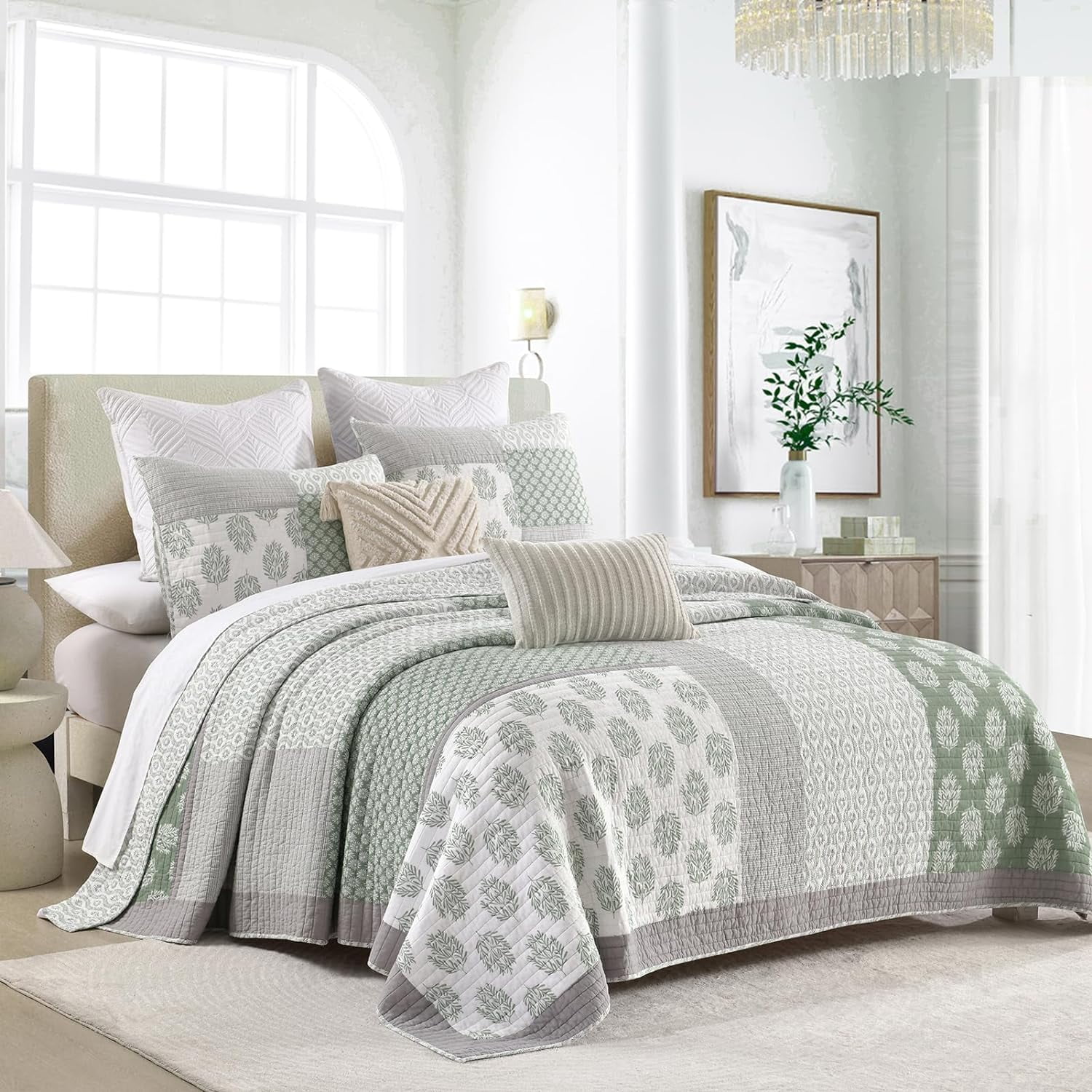 LINGYUAN Quilt Set King Size, 100% Cotton Bedspread Quilt Bedding Set ...