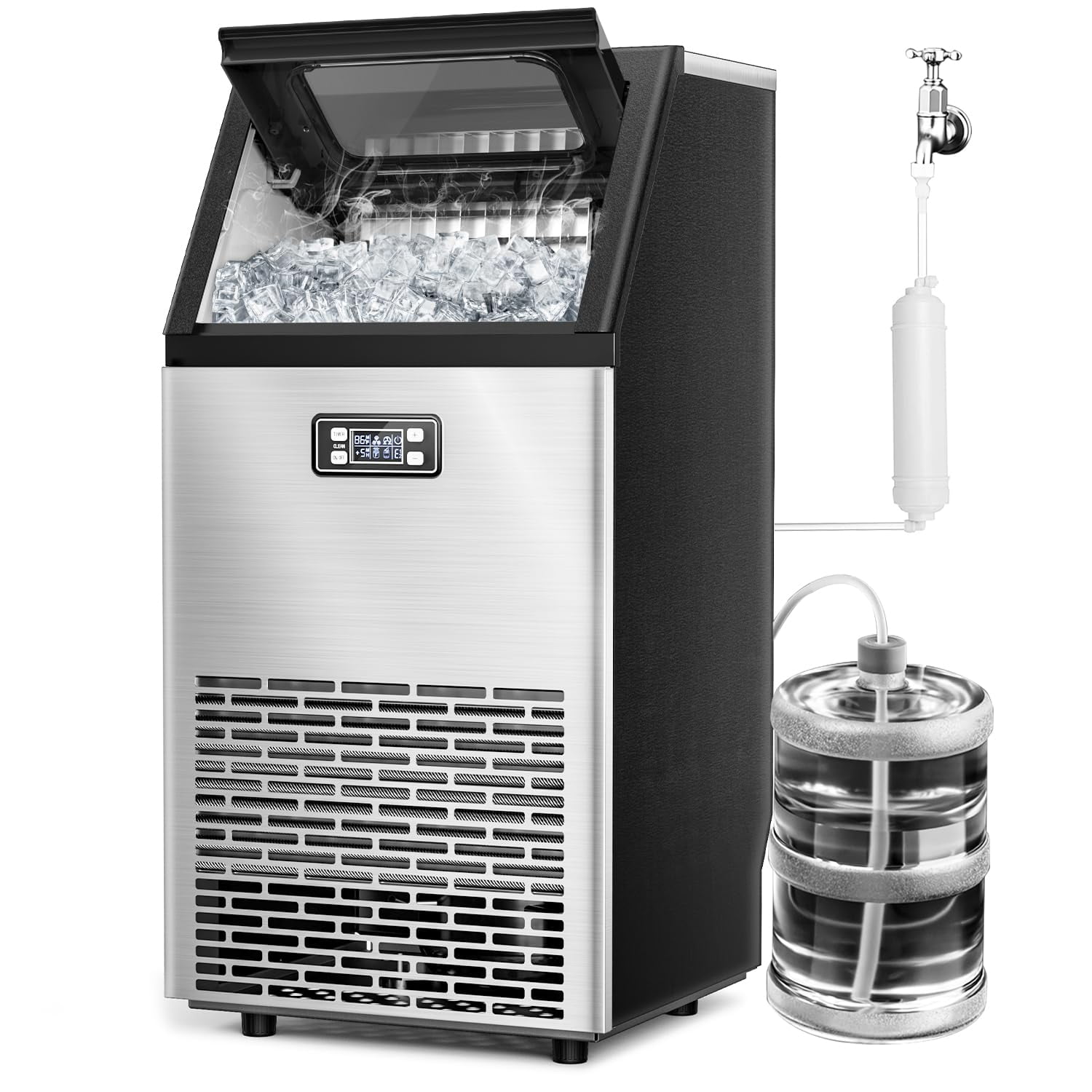 LINGYUAN V2.0 Commercial Ice Machine,100 lbs /24H, Self Cleaning Ice
