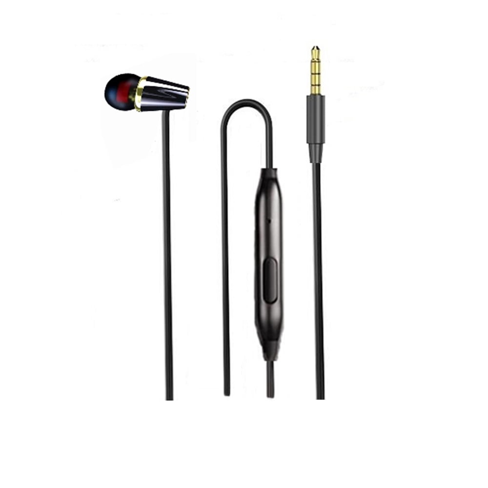LINHUIPAD Single Earphone One Side Earplugs with Microphone Single Earbud Stereo Sound Reinforced Cord Compatible Samsung Radio