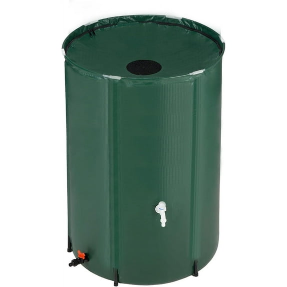 LINJH 100 Gallon Collapsible Rain Barrel, Portable Water Storage Tank, Rainwater Collection System Downspout, Water Catcher Container with Filter Spigot Overflow Kit