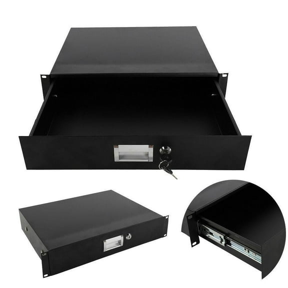 LINJH 19 Inch Rack Mount 2U Steel Plate DJ Drawer Equipment Cabinet Lockable w/key