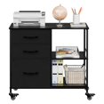 thumbnail image 1 of LINJH 3 Drawers File Cabinet File Folders Filing Cabinets Open Storage Shelf Black, 1 of 24