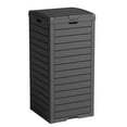 thumbnail image 1 of LINJH 31 Gallon Outdoor Trash Can, Waterproof Trash Can Cabinet for Outside, Resin Garbage Bin with Lid and Drip Tray for Easy Cleaning for Patios, Kitchens, and Outdoor Entertaining（Black）, 1 of 9