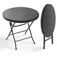 thumbnail image 1 of LINJH 32" Round Folding Commercial Banquet Table, Portable Plastic Coffee Card Dining Table for Kitchen or Outdoor Party Wedding Event-Black, 1 of 9